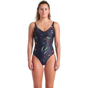 Arena Womens Arena Shapewear Women’s Abyss U Back Ladies Tummy Control Polyester Shaping Swimsuit(Multi/Black)