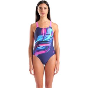 Arena Women’s Feel Bloom Swim Pro Back Athletic Built in Bra One Piece Swimsuit(Multi Navy/Navy/Shocking Pink)
