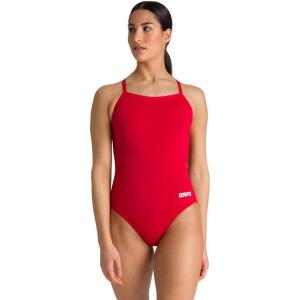 Arena Womens Solid Light Drop Back MaxLife One Piece Swimsuit(Red/Metallic Silver)