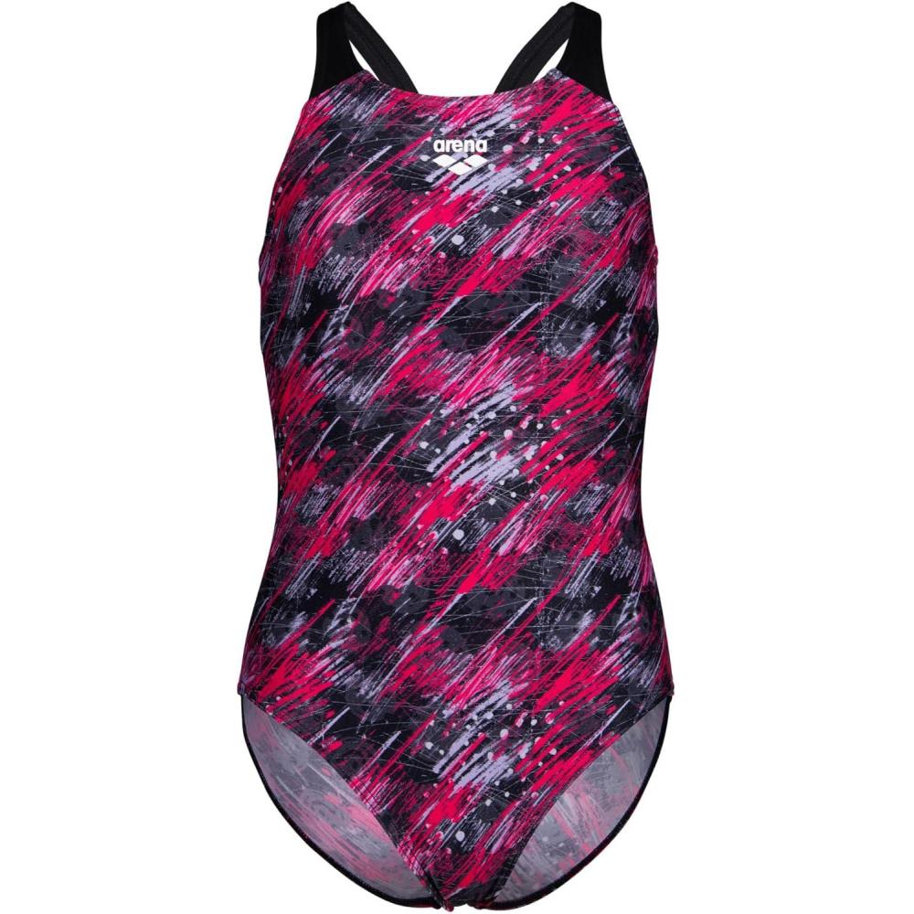 imageArena Girls Performance Draft V Back Swimsuit One Piece Durable Training Kids Bathing SuitBlackMulti