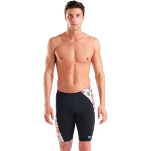 Arena Mens Arena Performance Men’s Desert Swim Jammer Sports Shorts Knee-Length Bathing Suit(Black/Multi White)