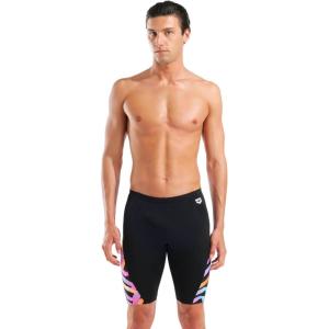 Arena Mens Performance Texture Swim Jammer Professional Training Swimsuit Sports Bathing Suit(Black/Black Multi)