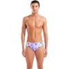 imageArena Mens Performance Blurred Swim Briefs Chlorine Resistant Long Lasting Sports Bathing SuitWhite MultiNeon Blue