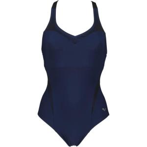 ARENA Women’s Standard Isabel Light Cross Back One Piece Swimsuit(Navy/Bright Blue)