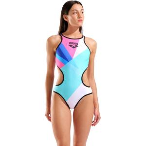 Arena Womens One Placement Swimsuit Tech One Back Sexy Cut-Outs Ultra Feminine Hydrodynamic Suit(Multi/Black)